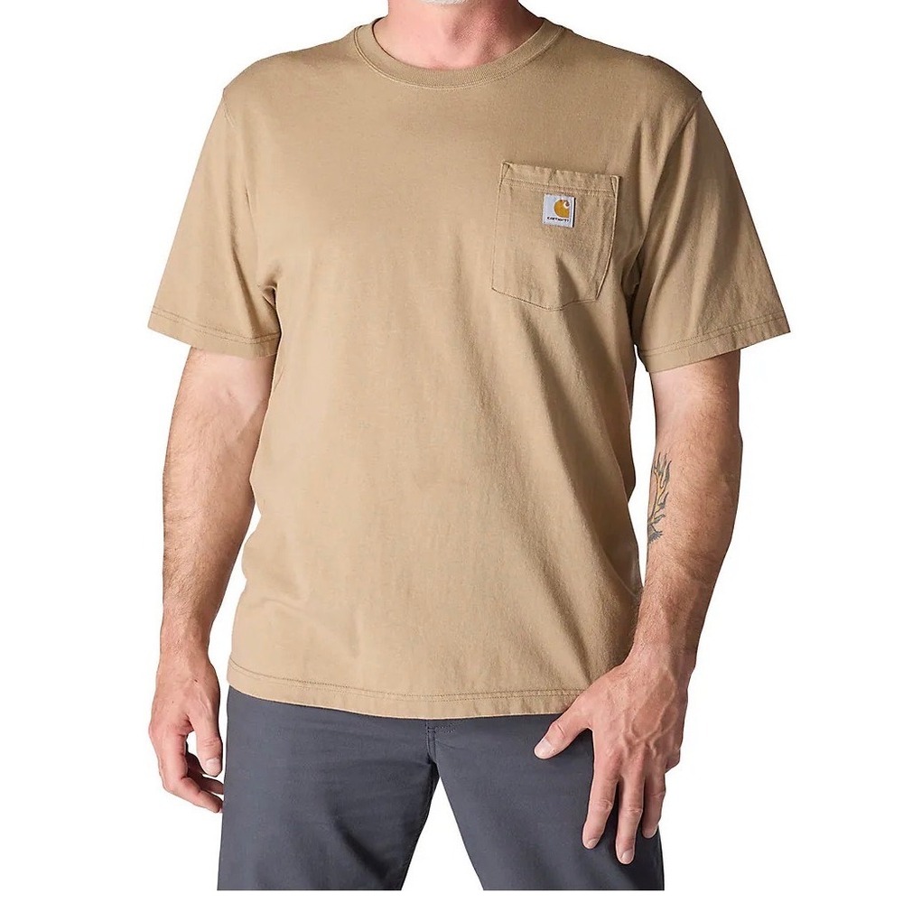 Carhartt Pocket T-Shirt Mens XXXL Tan Excellent Heavyweight Workwear Cotton